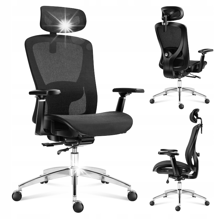 Scaun birou Expert 5.3, Mark Adler, Mesh HD, suport lombar 2D, negru, 6 cm