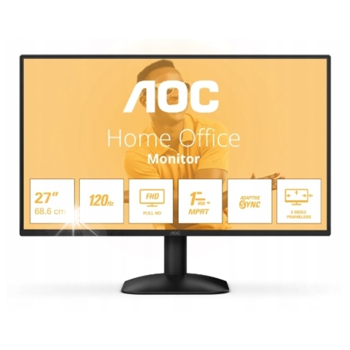 Monitor LED AOC 27B31H 27" IPS Full HD 120Hz 1ms, negru, 617x446x192mm