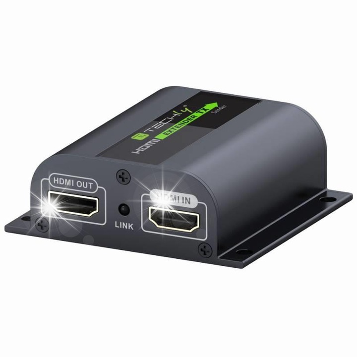 Distribuitor HDMI Techly, Cat.6/6a/7, 60m, FullHD, negru, set complet