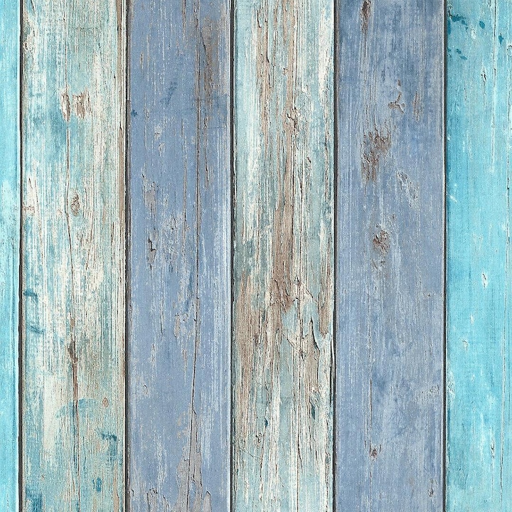 Tapéta, fa hatású, kék és türkiz, 10m x 0.53m, 5.2nm