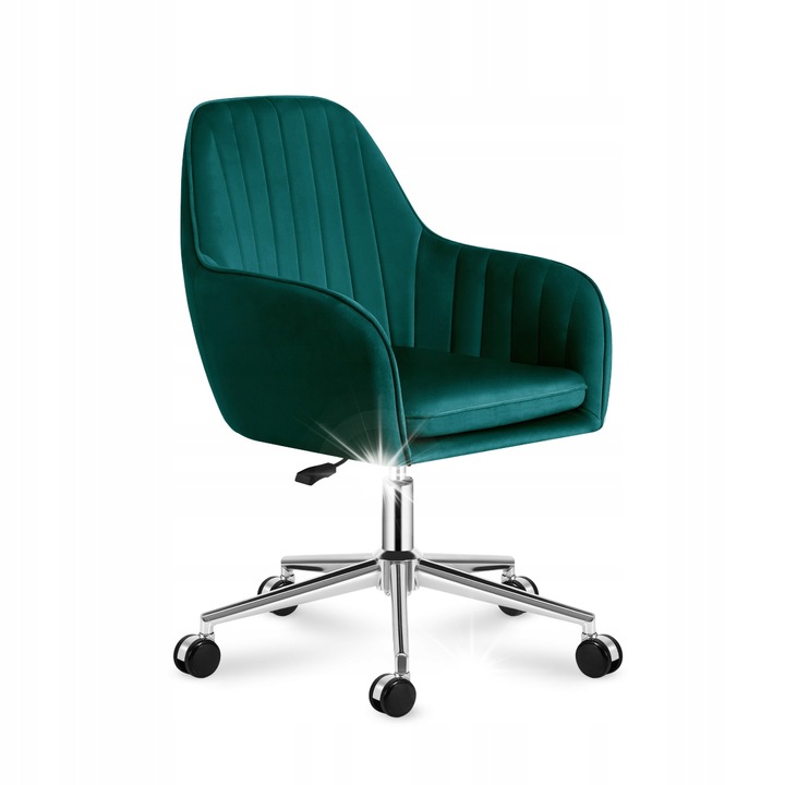 Scaun birou rotativ Mark Adler Future 5.2, material velur, cromat, verde, capacitate 130 kg