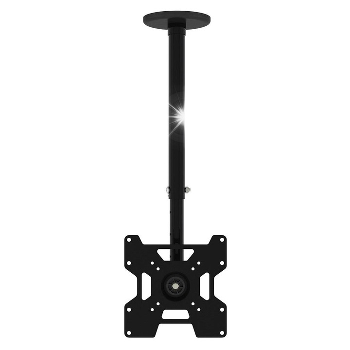 Таванна стойка за телевизор за монитор 23-37 инча, Techly, 45 кг, черна, регулируема