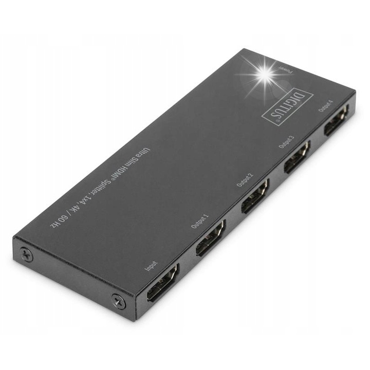 Splitter HDMI 4-porturi Digitus Ultra Slim 4K 60Hz, metal