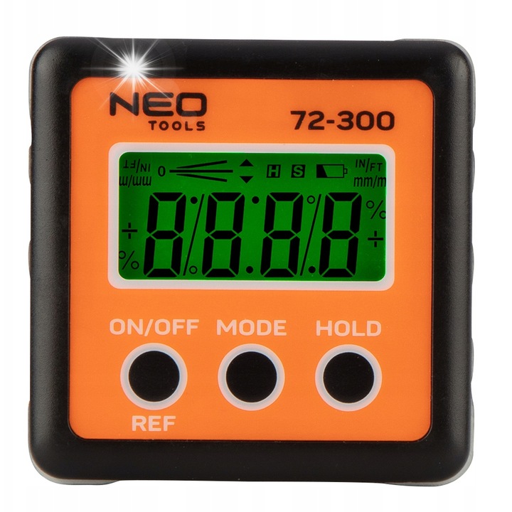 Цифров ъгломер, Neo Tools, 72-300, точност +/-0.01, LCD, 58x30мм