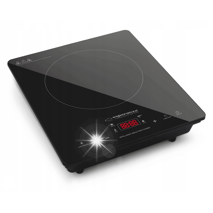 Esperanza EKH009 elektromos főzőlap, 1 zóna, 2000W, fekete, 31x37x8.7cm