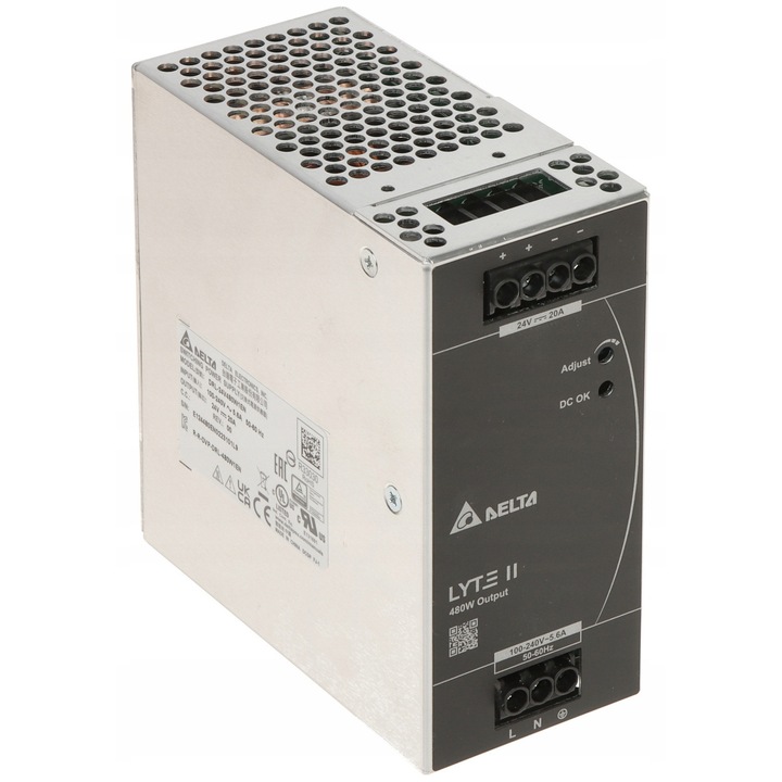 Sursa de alimentare in comutatie Delta Electronics DRL-24V480W-1EN, 24V DC, 20A, 480W, 2 iesiri