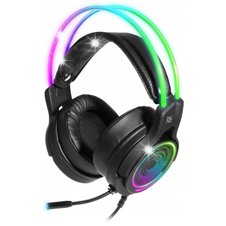 Casti PC Defender COSMO PRO, sunet virtual 7.1, reducere zgomot, negru, 2.1m