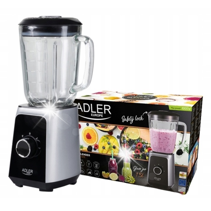 Adler AD 4076 turmixgép, 1000W, 1,5l, jégtörő funkció, szürke
