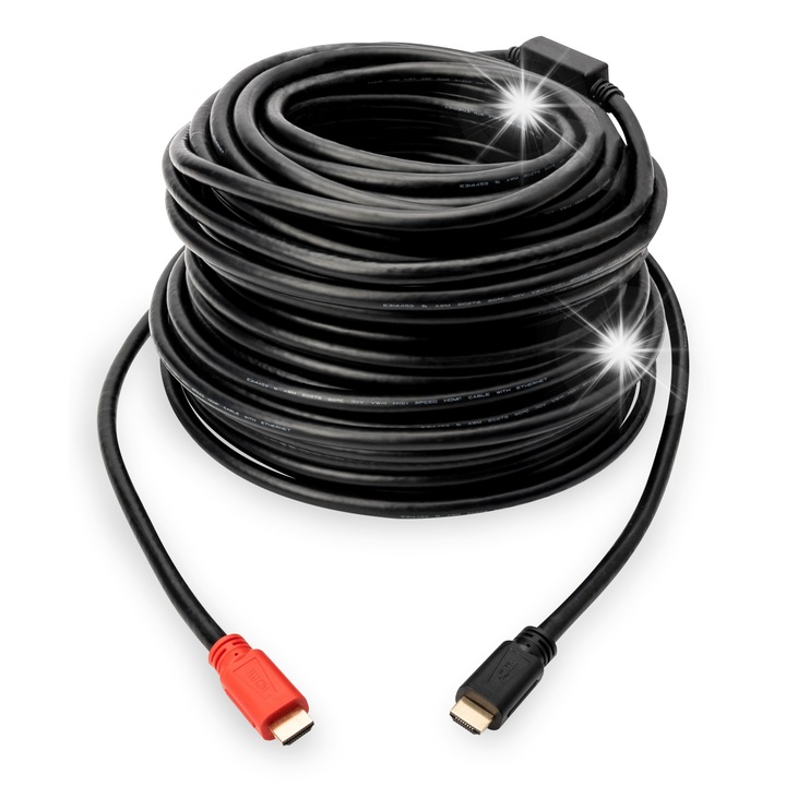 Cablu HDMI Digitus Highspeed 1.4 cu amplificator, 10m, negru