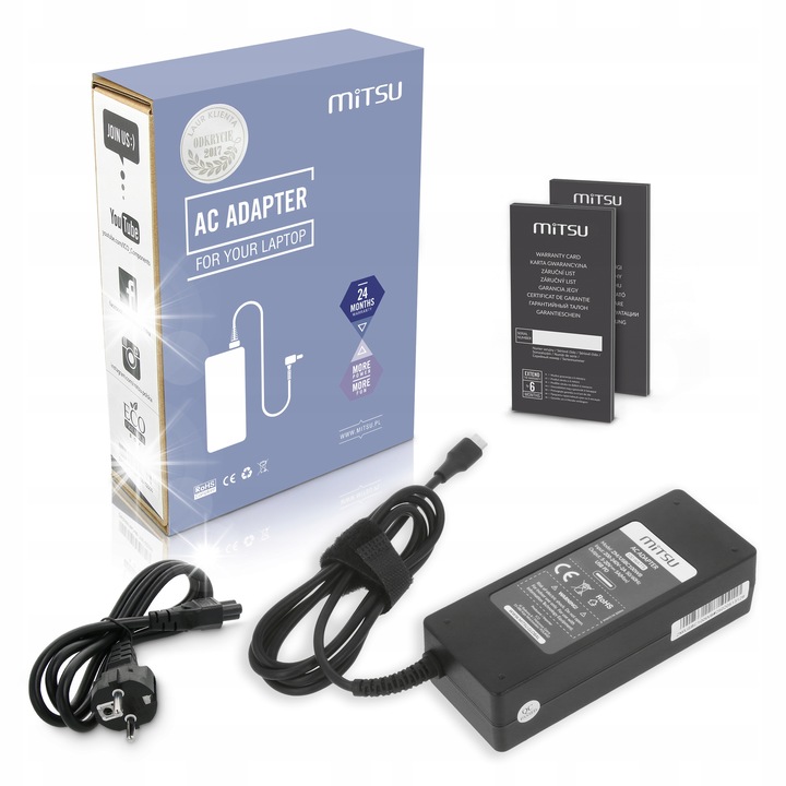 Mitsu 100W USB-C laptop töltő, 5-20V, 3-5A, fekete