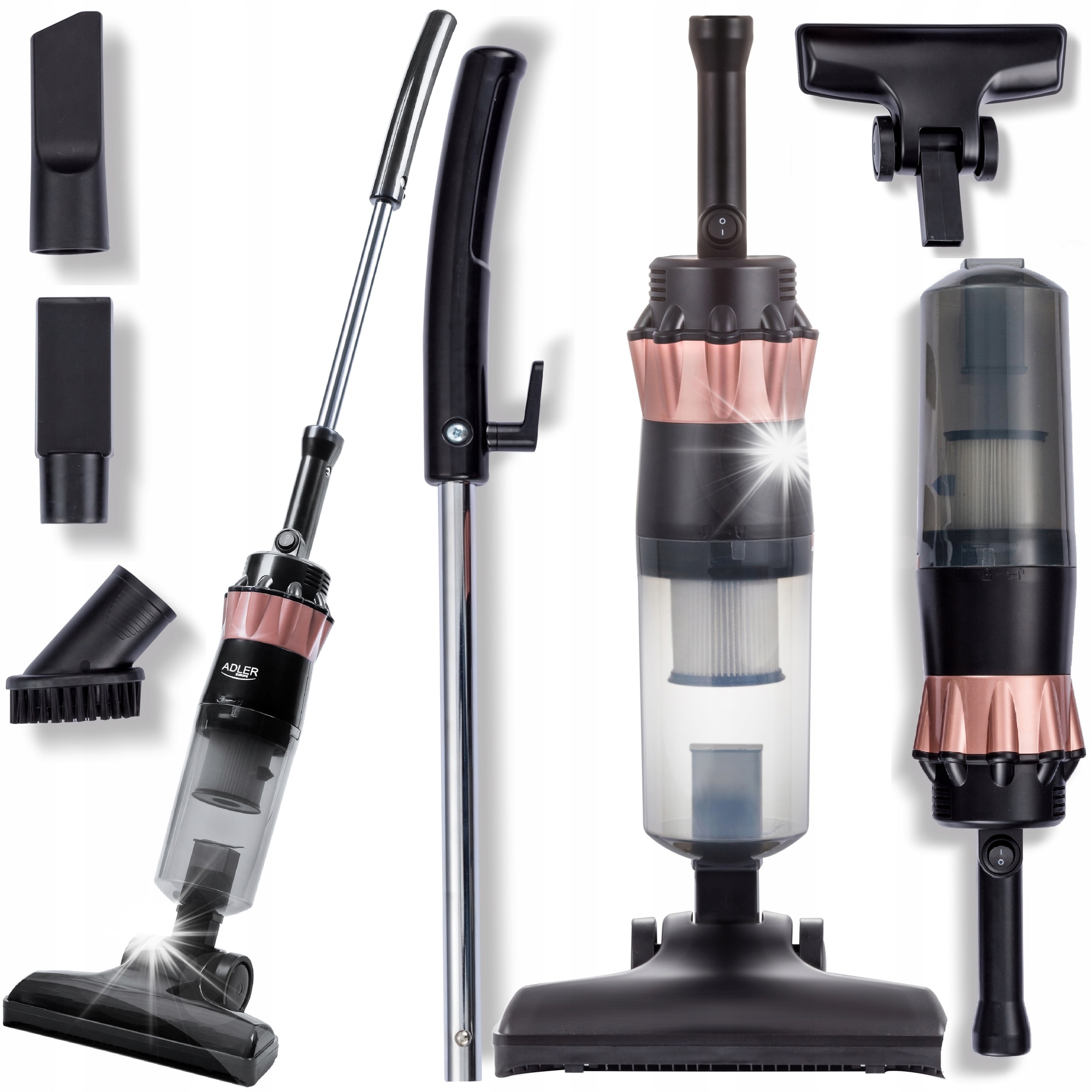Aspirator vertical 2 in 1 Adler AD 7049, 800W, putere de aspiratie 15 kPa, filtru HEPA, negru