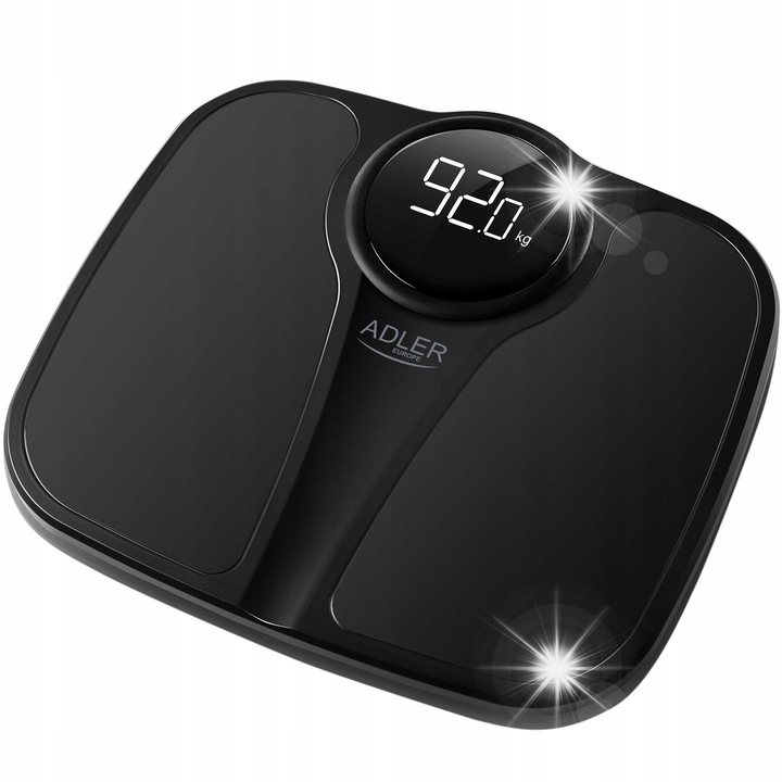 Кантар за тяло Adler, модел AD 8172, черен, 180 кг, 340x310мм