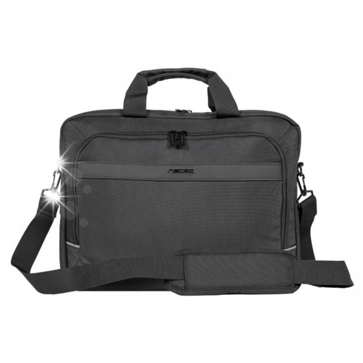 Natec Kudu 15,6" laptop táska, fekete, laptop- és tabletrekeszekkel, trolley rendszerrel