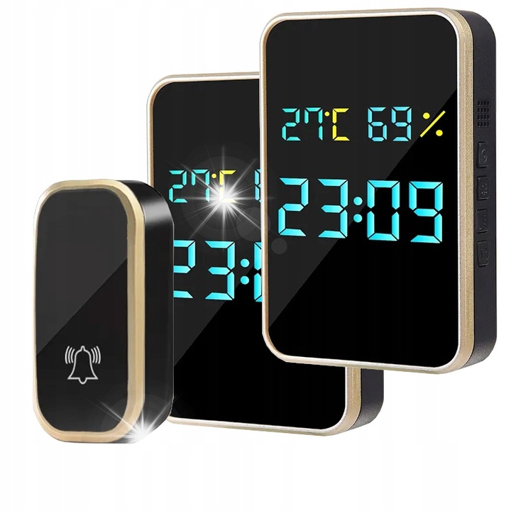 Sonerie electrica fara fir, Spreest, 2 receptoare, impermeabila IP44, 38 melodii, negru