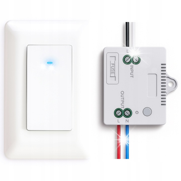 Incarcator wireless fara baterii Spreest M40 1T1R, alb, set cu 1 intrerupator si 1 receptor, raza de actiune 200m