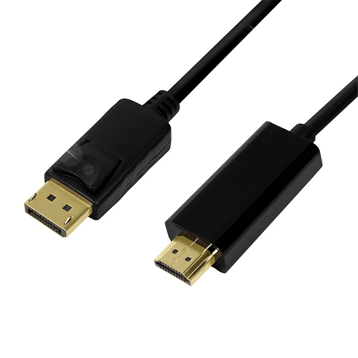LogiLink CV0127 DisplayPort - HDMI adapter kábel, 2m, fekete, 4K felbontás