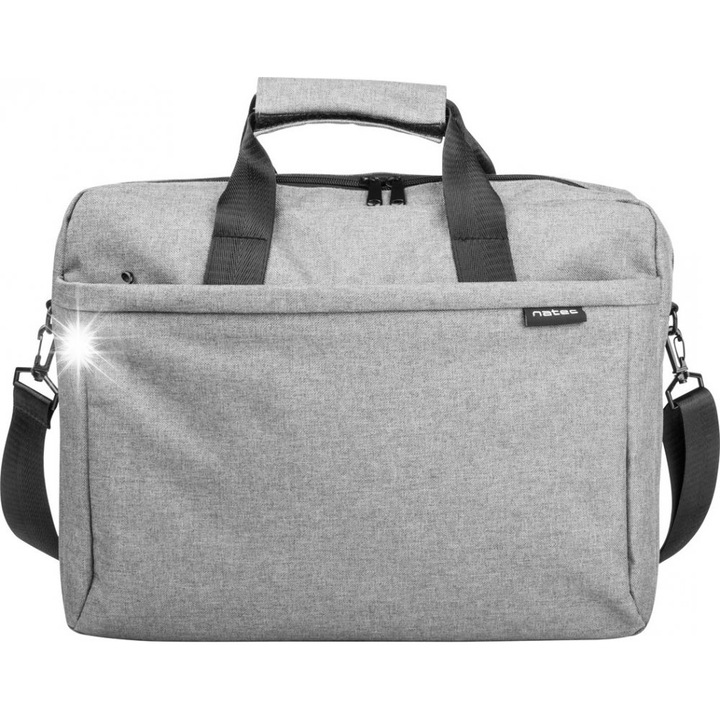 Natec 15,6" laptop táska, több rekeszes, semleges színű, méretei 15,6x10x40cm