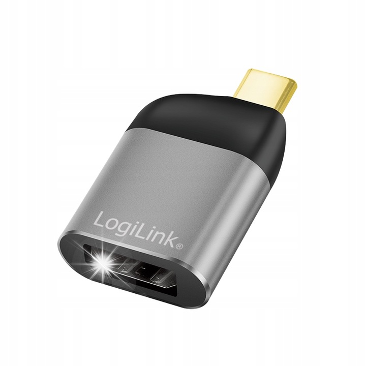 Adaptor USB-C la DisplayPort, LogiLink, 8K, Aluminiu, Negru/Gri, 4x2,4x1,1cm