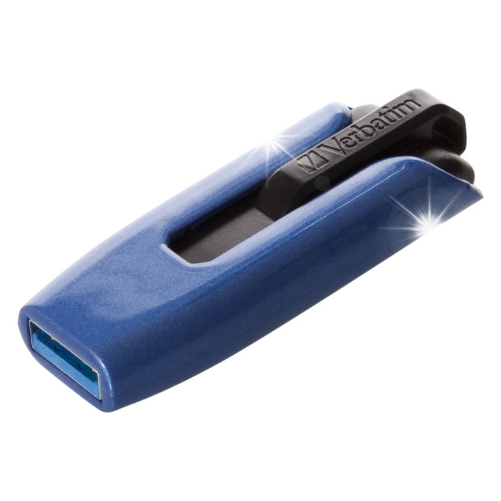 Memorie USB Verbatim 64GB V3 MAX, 300MB/s, kék, slide and lock mechanizmus, 58x20x11mm
