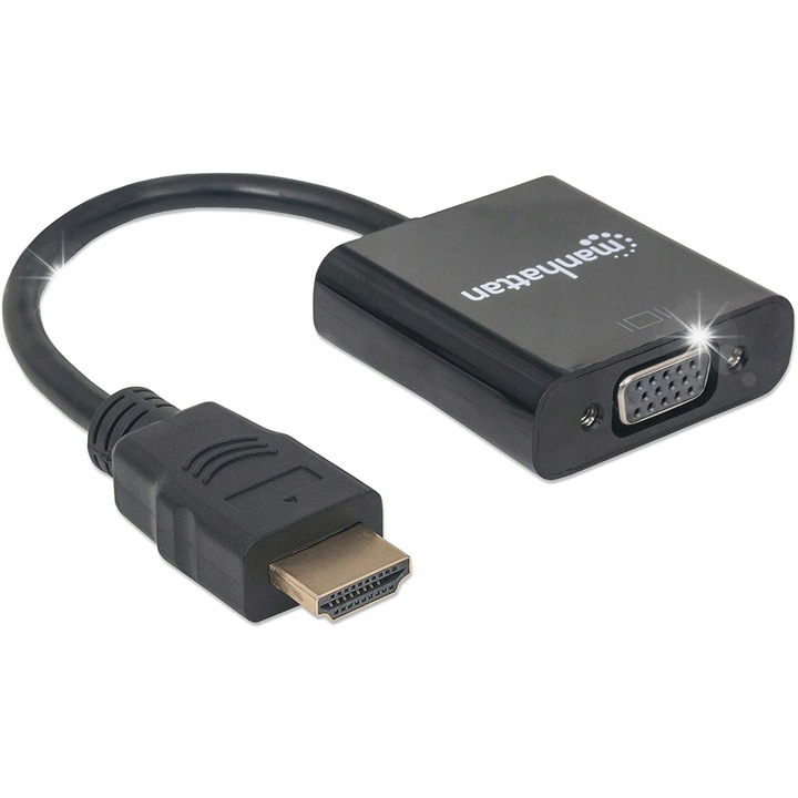 Manhattan HDMI–VGA adapter, 0,3m, fekete, Micro USB porttal