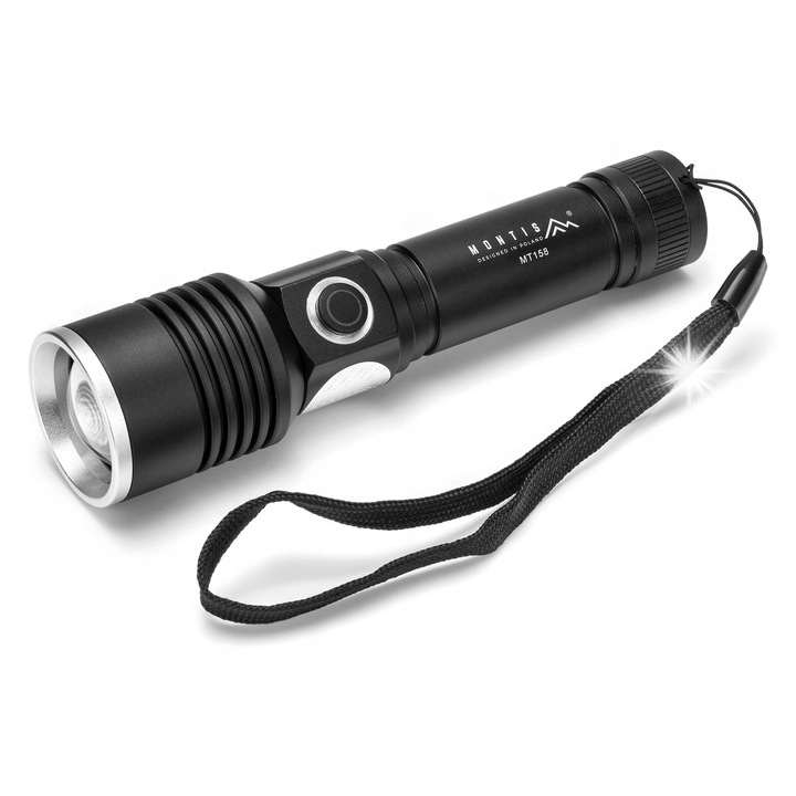 Montis LED taktikai zseblámpa, 500lm, 18650 akkumulátor, IPX4, 35x142mm