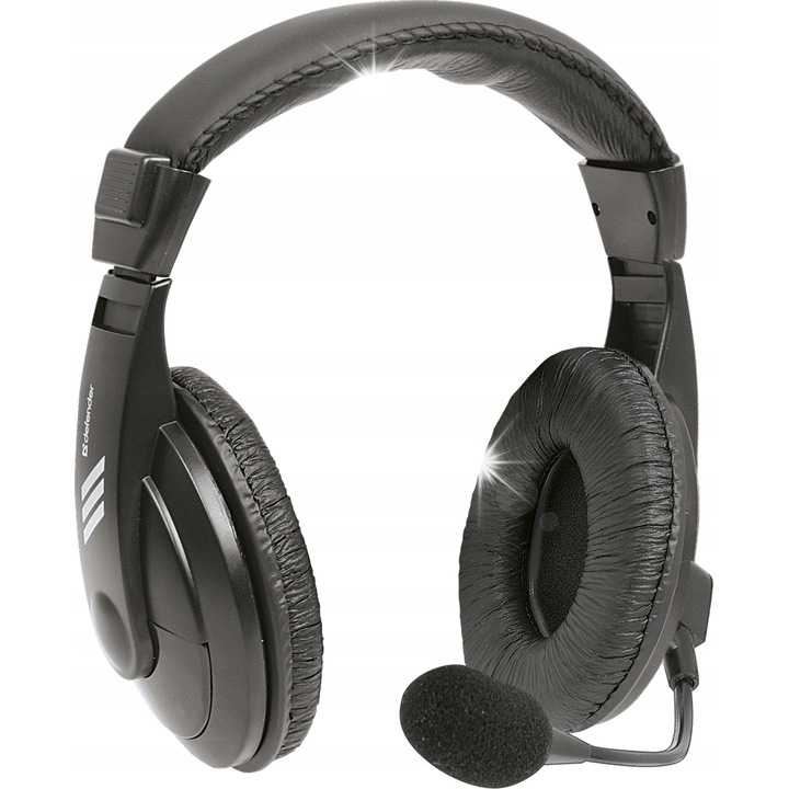 Casti PC Defender GRYPHON 750, fekete, mikrofonnal, 2m, 40mm