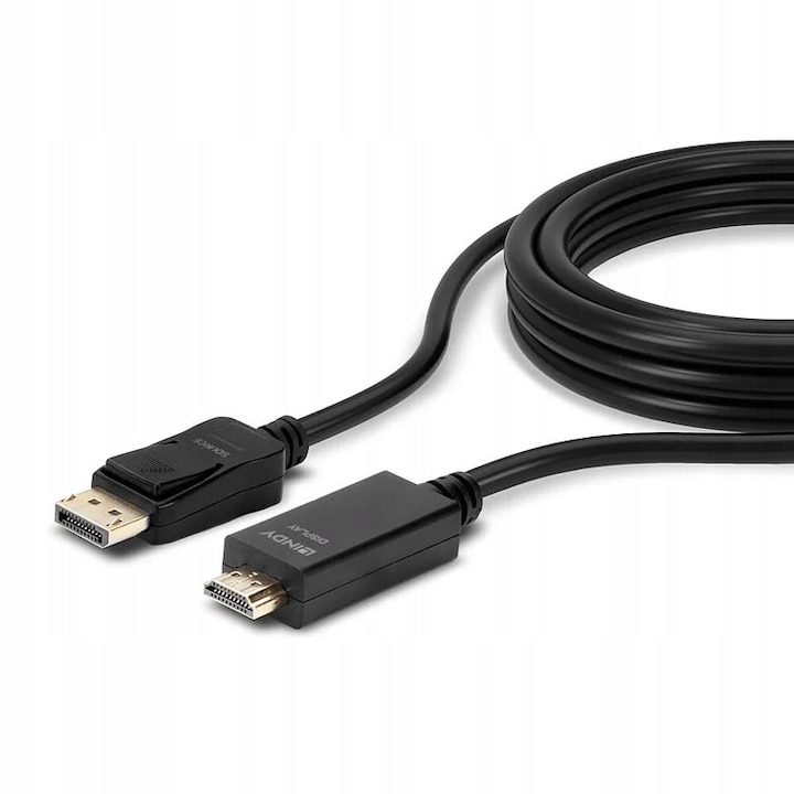 DisplayPort 1.2 - HDMI 4K UHD kábel Lindy 1m, fekete