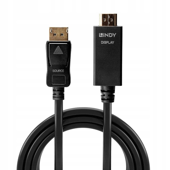 Lindy DisplayPort - HDMI adapter kábel 1m, 10.2G, 4K UHD, fekete
