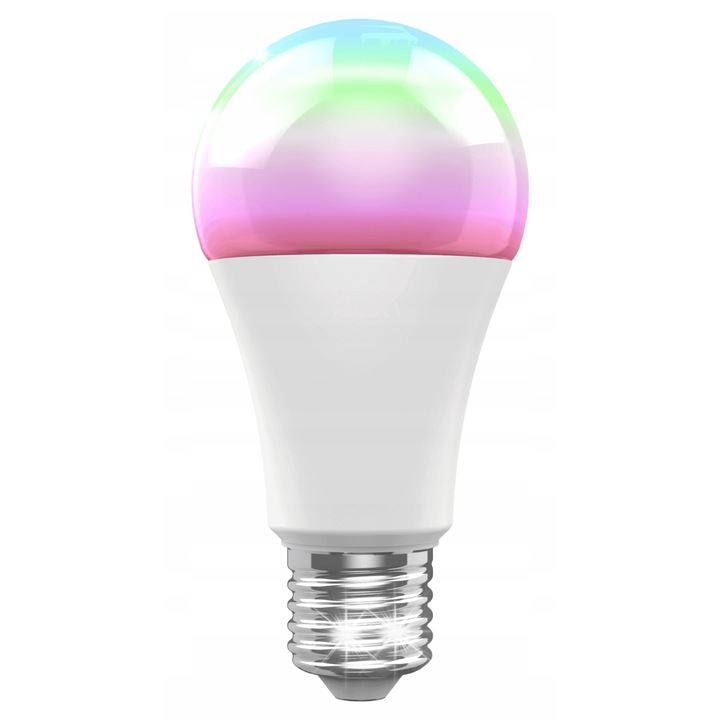 Bec LED Smart Wi-Fi Woox E27 10W RGBW, 3000K, 60x60x120mm, set de control prin aplicatie