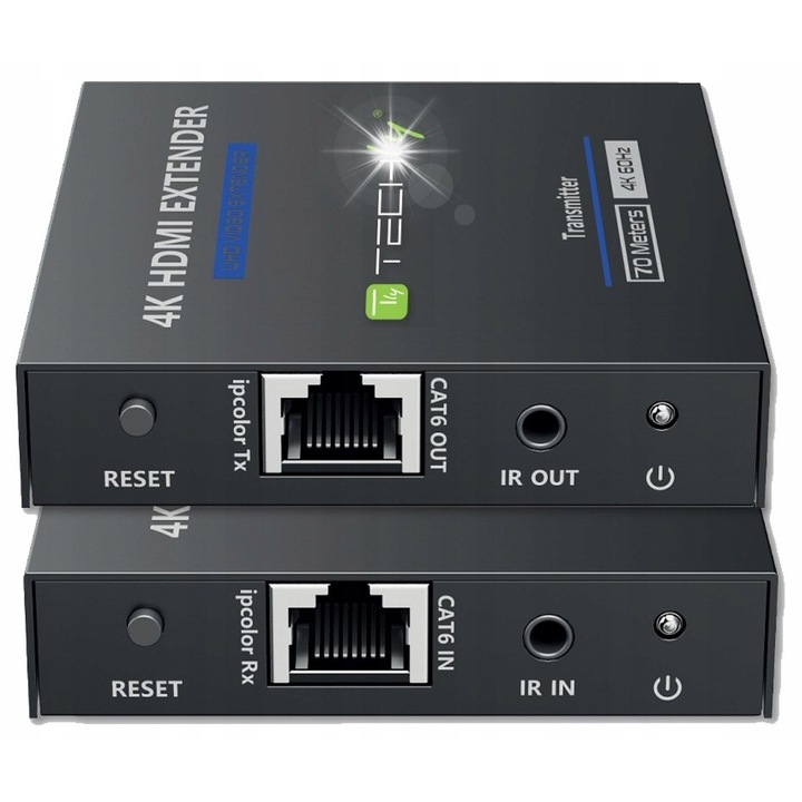 Distribuitor semnal HDMI 4K*60Hz, TECHly, 70m, suport IR, negru, 2 buc