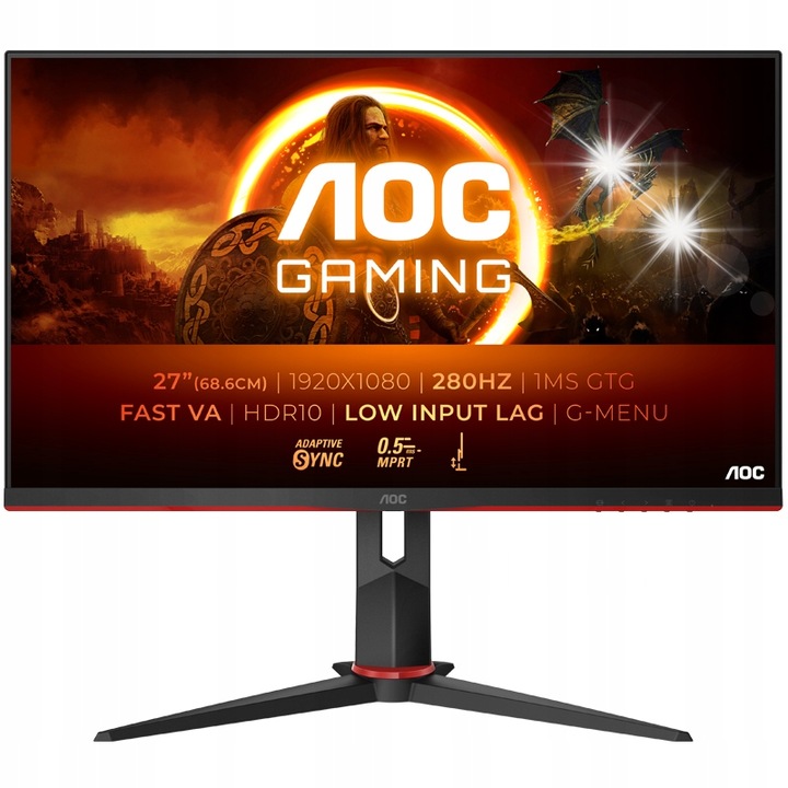 Monitor AOC 27", 1920x1080px, Fast VA, 280Hz, Negru+Rosu