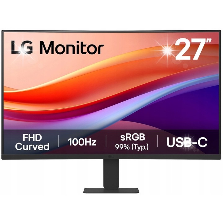 Monitor LED LG 27", 100Hz, 5ms, curbat, Full HD, 1920x1080, negru