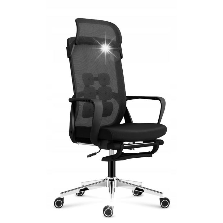 Scaun birou Mark Adler Manager 3.6, negru, material Mesh HD, cu suport lombar si functie SeatRest