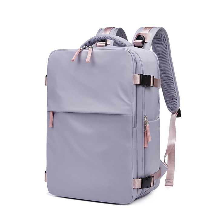 Utazótáska, vízálló, cipőtartó rekesszel, 30 literes, világoslila, 15.6 hüvelykes laptophoz