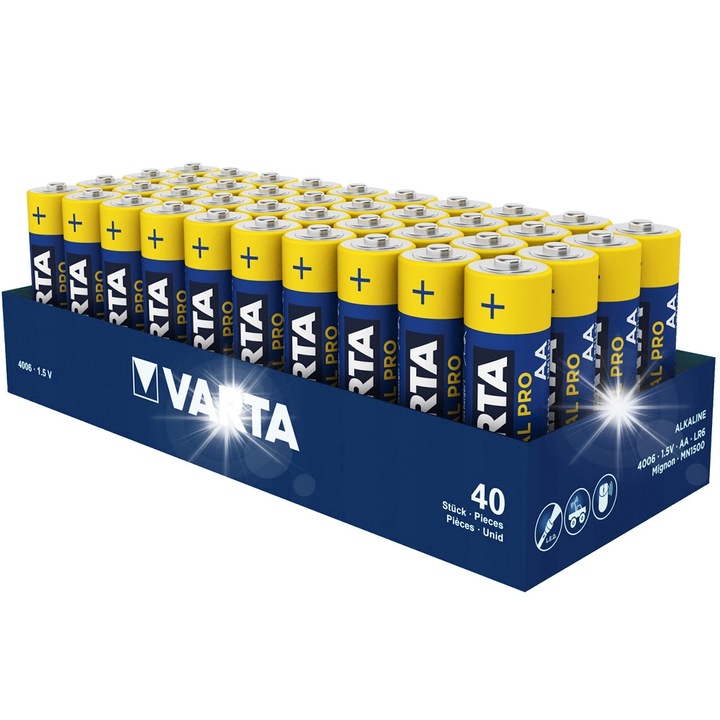 Set 40 baterii, Varta Industial, AA
