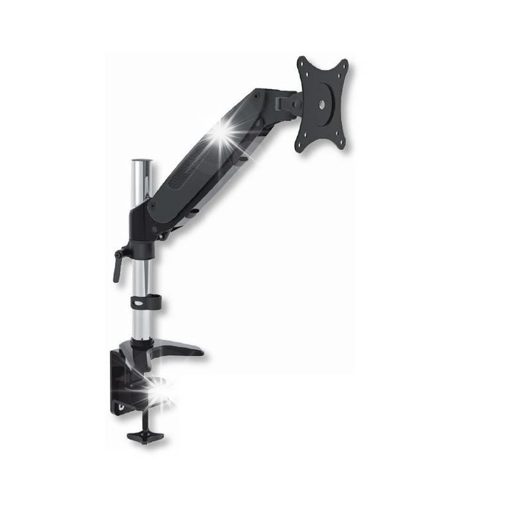 Стойка за телевизор Techly, рамка за бюро LCD/LED, 15-27", 8кг, черна-стомана