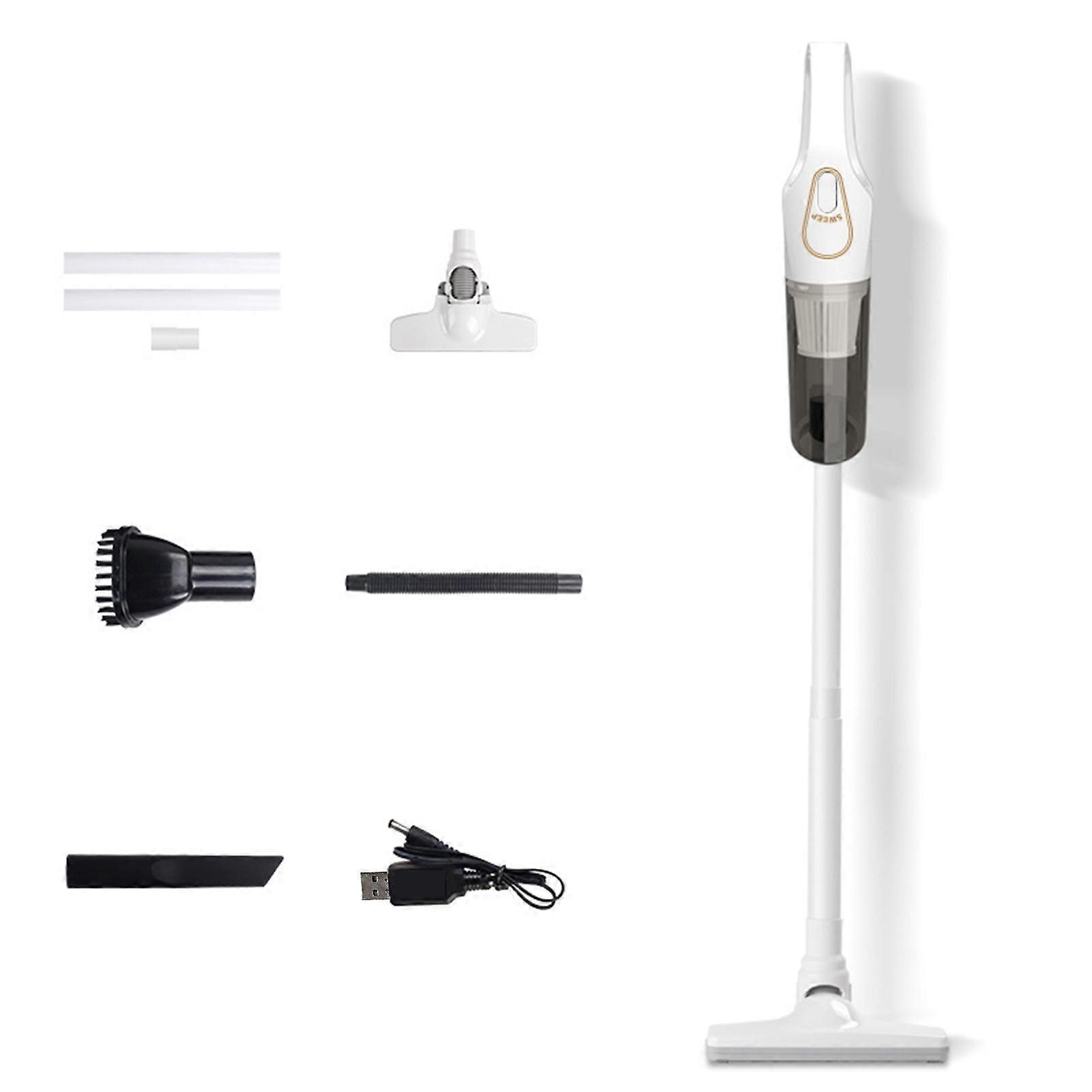 Aspirator fara fir, putere de aspiratie 120W, design usor, alb, set complet