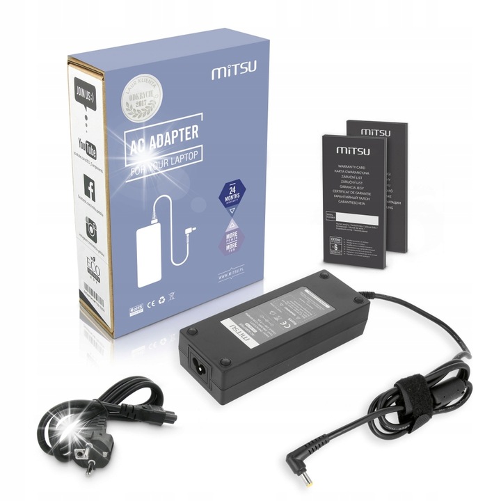 Mitsu laptop töltő 19V 7,1A 135W, túlfeszültség, túlmelegedés elleni védelem, teljes készlet