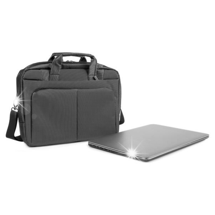 Natec Gazelle 13-14" laptoptáska, 4 rekeszes, nylon, fekete, 330x90x410mm