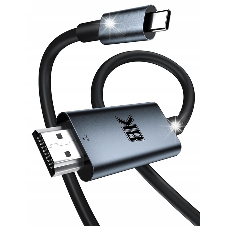 Кабел адаптер USB-C към HDMI 2.1, Spreest, 1.8м, поддръжка на 8K, черен цвят