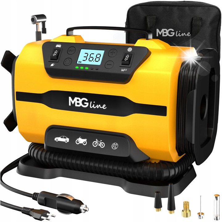 Автомобилен компресор MBG Line 12V 230V, преносим, с фенерче