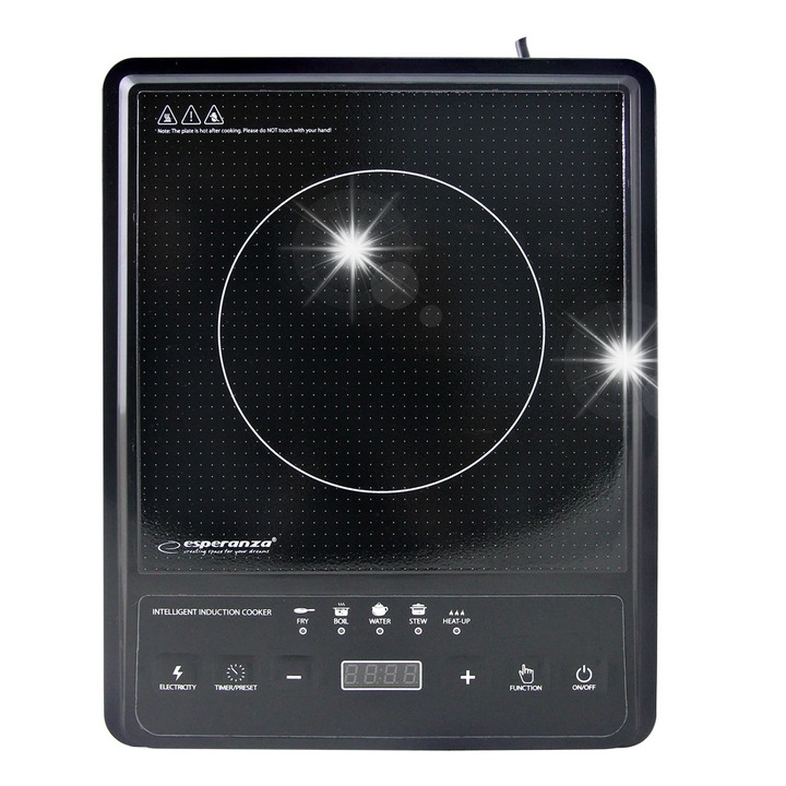 Esperanza elektromos főzőlap, EKH011 modell, 1 főzőzóna, 2000W, 36x28x7cm, fekete