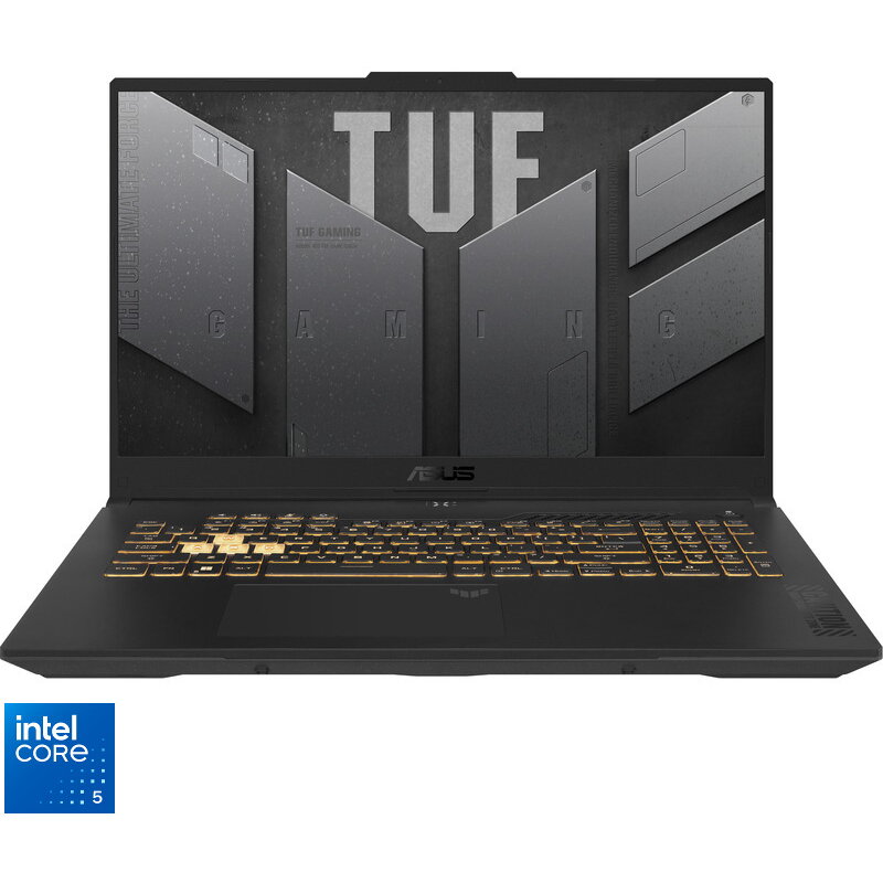 Laptop Asus TUF Gaming F17, FX707VJ-HX075, 17.3 inch, Full HD, Procesor Intel® Core™ 5 210H, 16GB DDR4, 512GB SSD, NVidia GeForce RTX 3050 6GB, No OS, Gri inchis