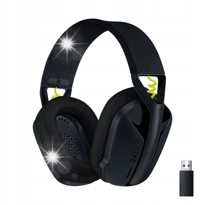 Слушалки за компютър Logitech G435, безжични, двойни микрофони, черни, комплект
