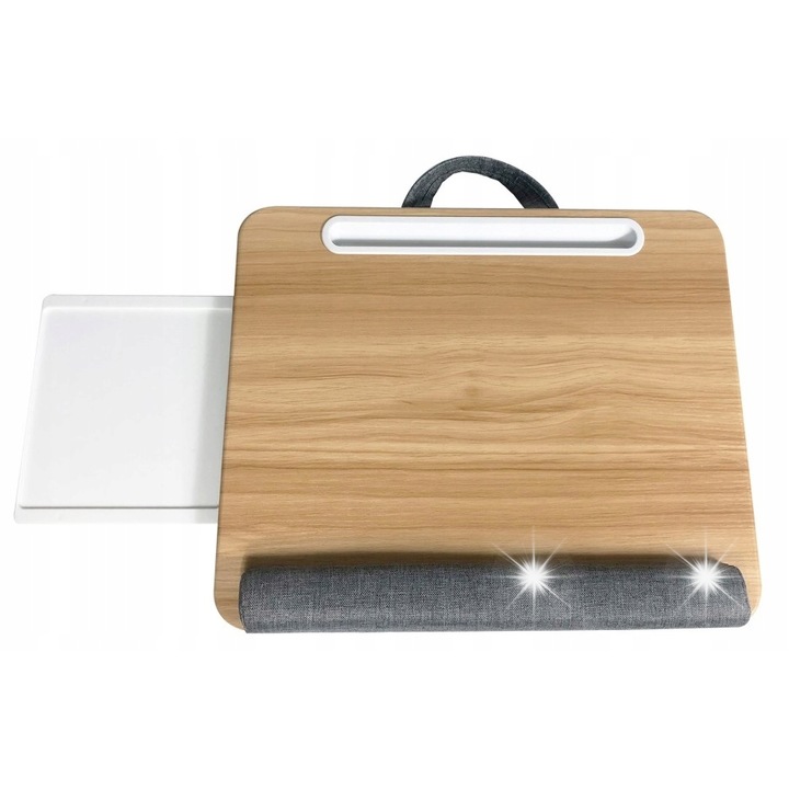 Support laptop Techly, cu suport pentru mouse, bambus, 410x335mm, pentru laptopuri de pana la 17"