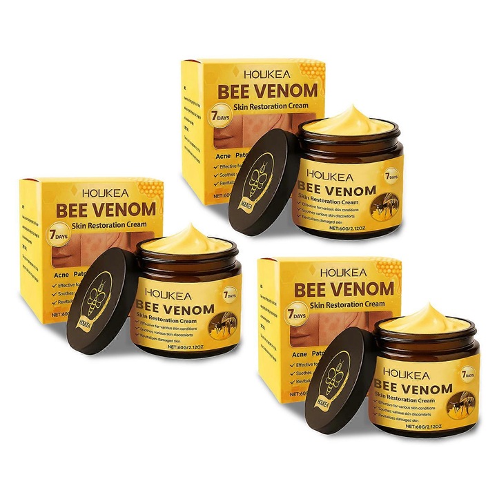 Méhméreg bőrregeneráló krém, 3 db, mélyhidratálás, javítja a bőr textúráját, 60g Houkea