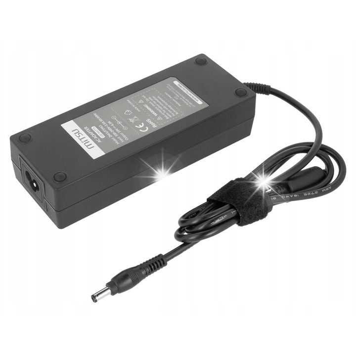 Mitsu laptop töltő 19V 6.3A 120W 5.5-2.5mm, méretek 164x63.5x41mm, teljes készlet kábellel és útmutatóval
