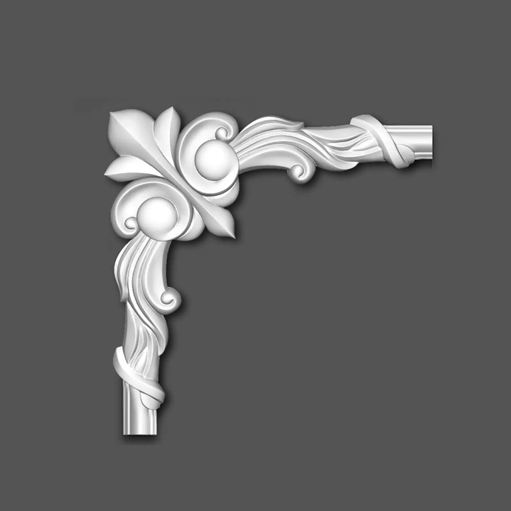 Coltar pentru brau decorativ, din poliuretan, Grand Decor, HCR 501-3, 28cmx28cm