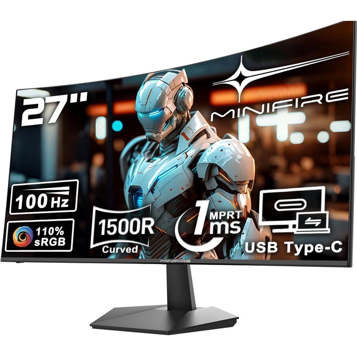 Monitor curbat MiniFire 27 inch, 100Hz, 1500R, FHD, negru