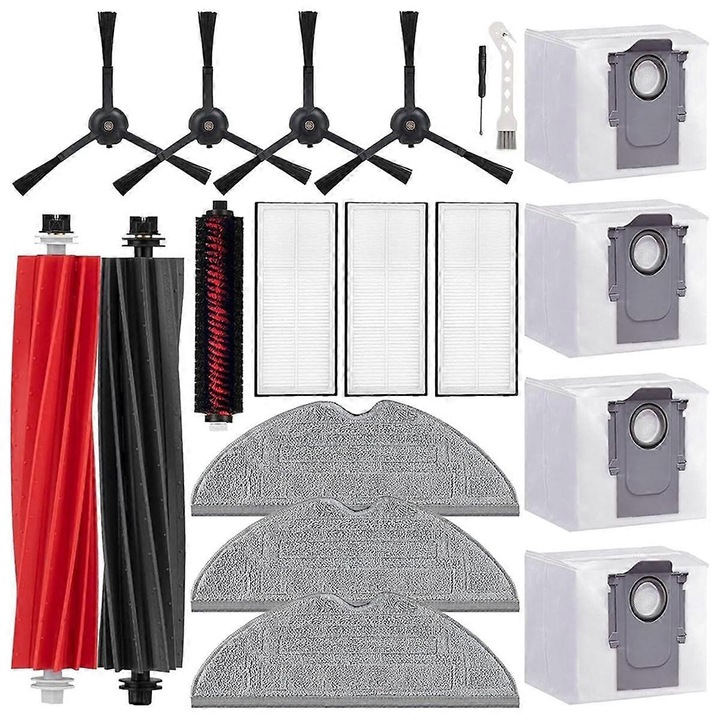 Set accesorii aspirator S8, perii laterale, filtre Hepa, lavete, saci de praf, plastic